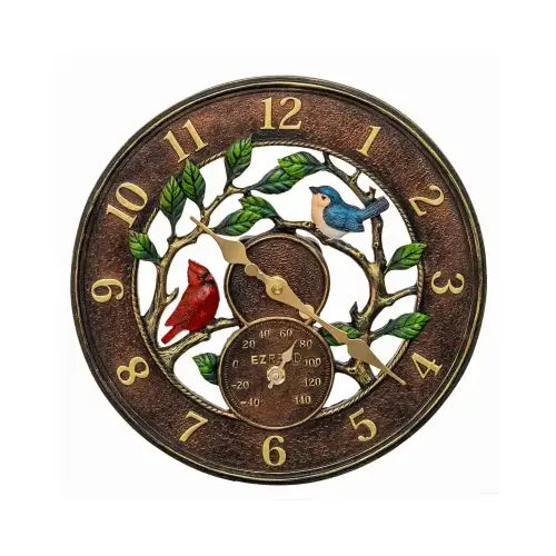 EZRead Backyard Birds Clock/Thermometer