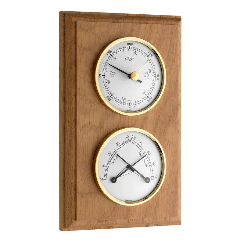TFA Dostmann analogue solid wood weather station with barometer, thermometer and hygrometer