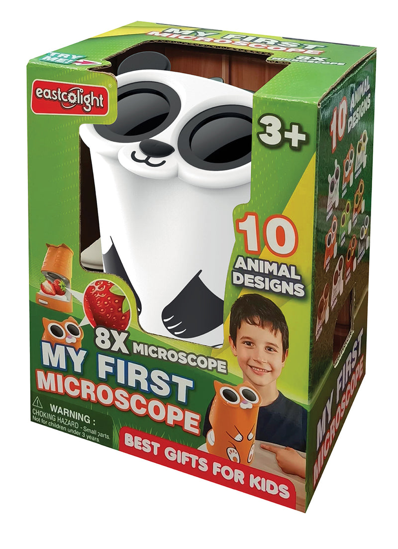 Child using the panda microscope