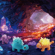Crystals grown on a dinosaur