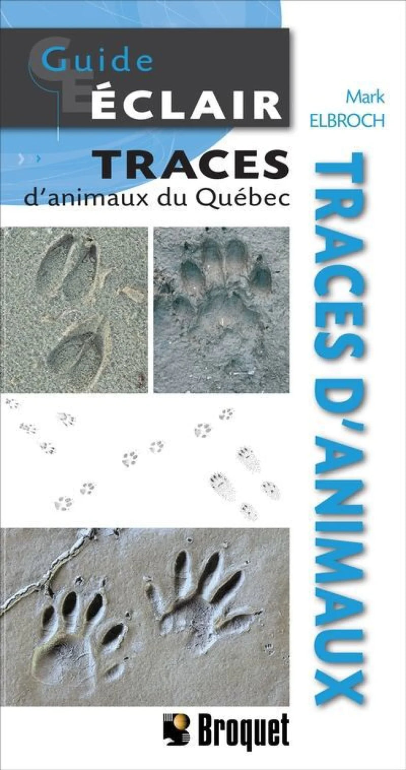 Guide Éclair – Animal tracks of Québec, French-language fold-out field guide published by Broquet