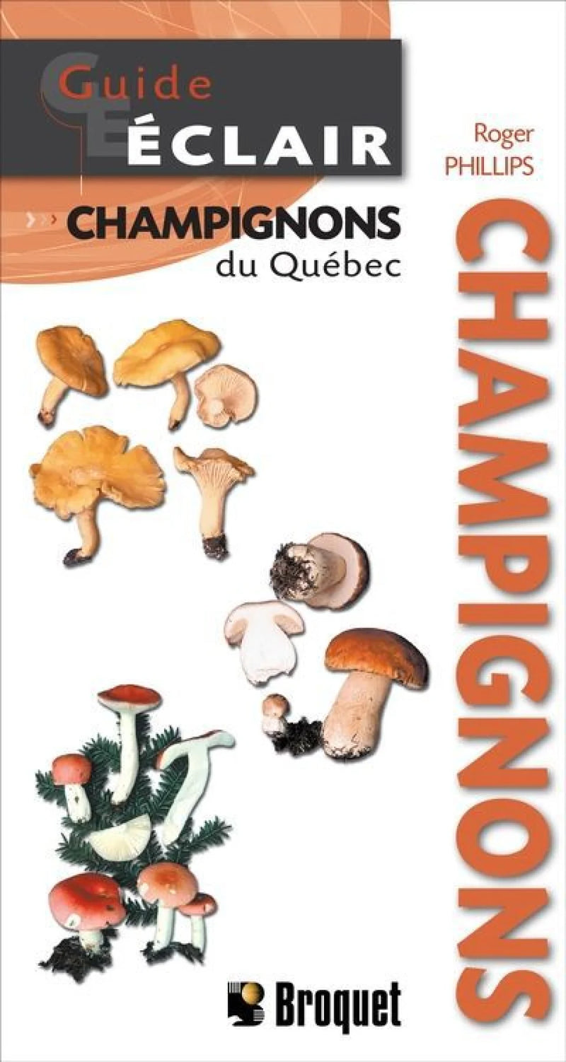 Guide Éclair – Mushrooms of Québec, French-language fold-out field guide published by Broquet