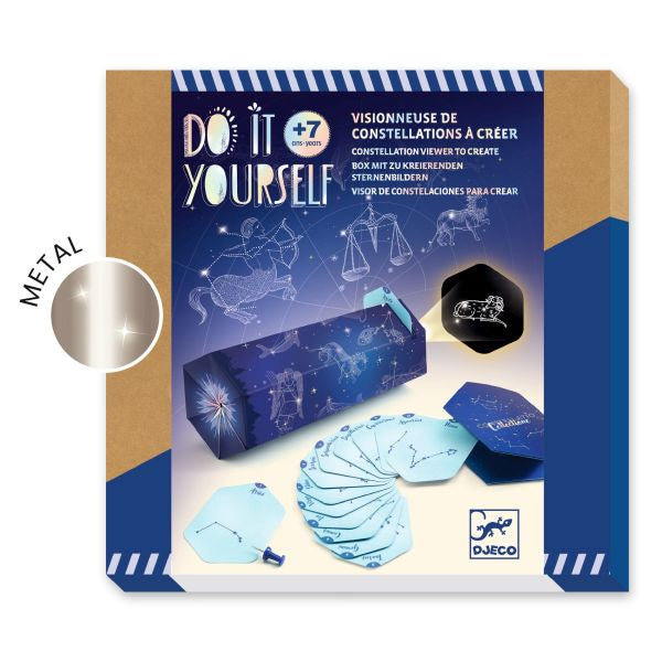 Djeco Constellations craft kit, star viewer with 26 punched constellation cards