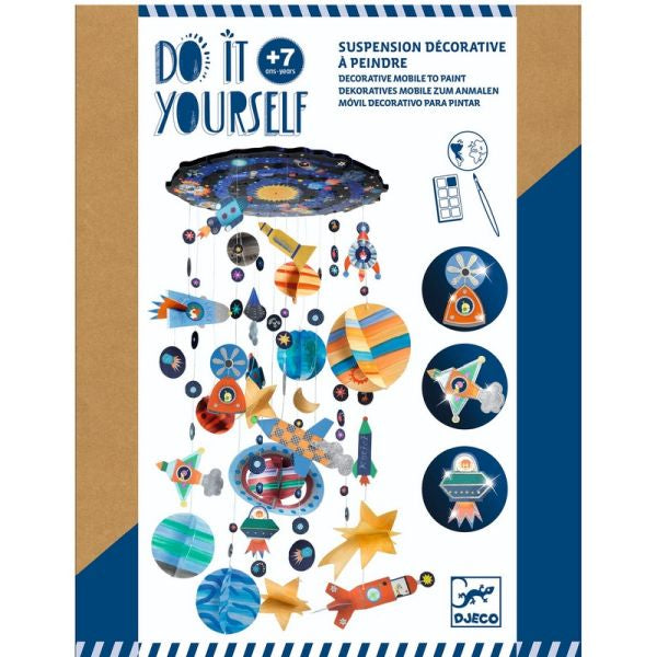 Djeco Solar System paint-your-own hanging mobile craft kit with gouache paints