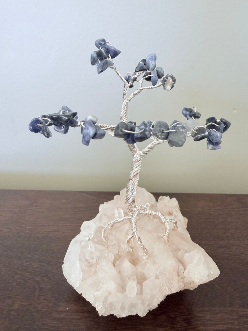 Arbre de gemmes, sodalite sur quartz de l'Himalaya