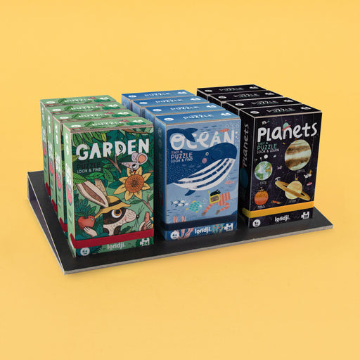 Londji Tiny Puzzle Set Mix 2 with its three illustrated boxes