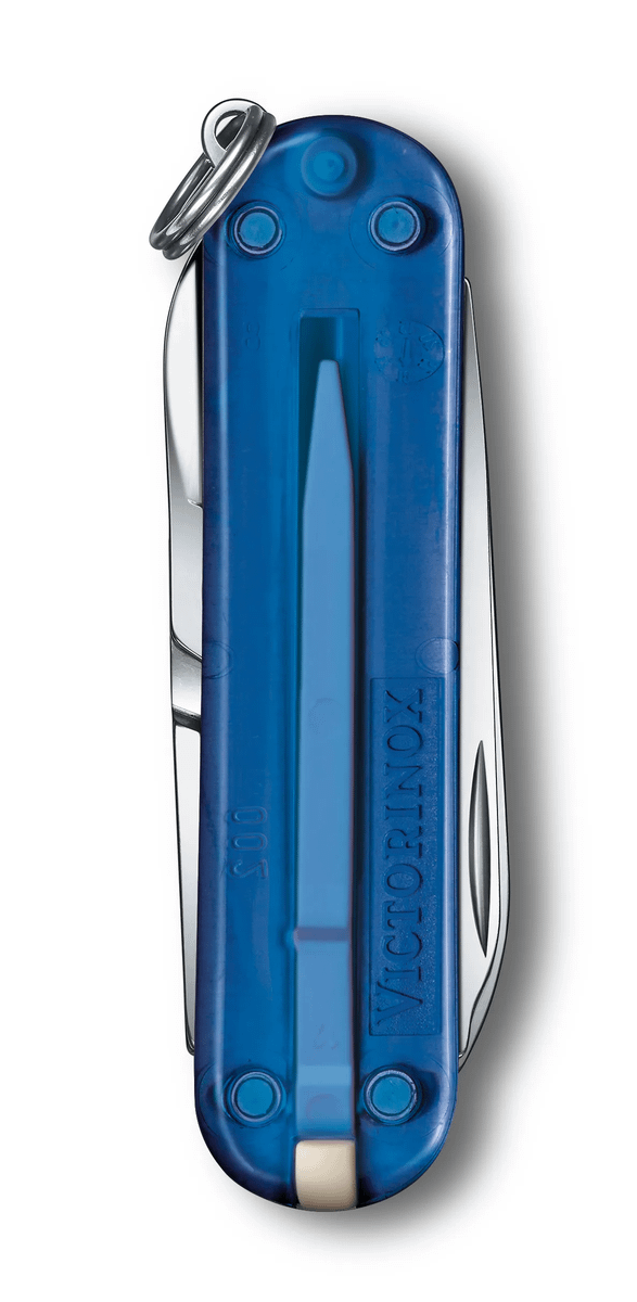 Victorinox Classic SD Transparent, Deep Ocean (blue), back view