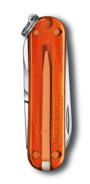 Victorinox Classic SD Transparent, Fire Opal (orange), back view