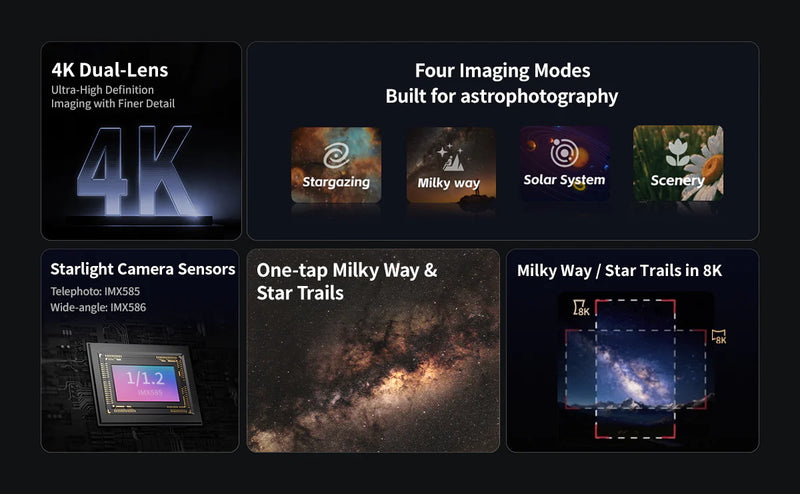 Télescope intelligent Seestar S30 PRO – Double lentille 4K, astrophotographie automatisée