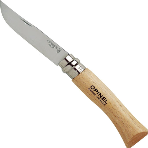 Opinel No.07 Stainless Steel Folding Knife — beechwood handle and Sandvik stainless blade