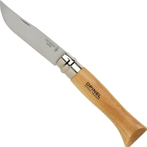 Opinel couteau pliant no 9, lame inox et manche en hêtre, ouvert