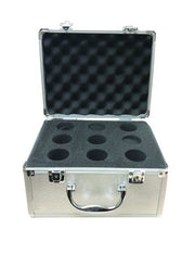 Antares aluminium eyepiece case, open, with pre-cut foam holding eyepieces