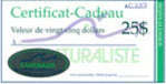 Gift certificate (printed version) for Science and Nature from Le Naturaliste